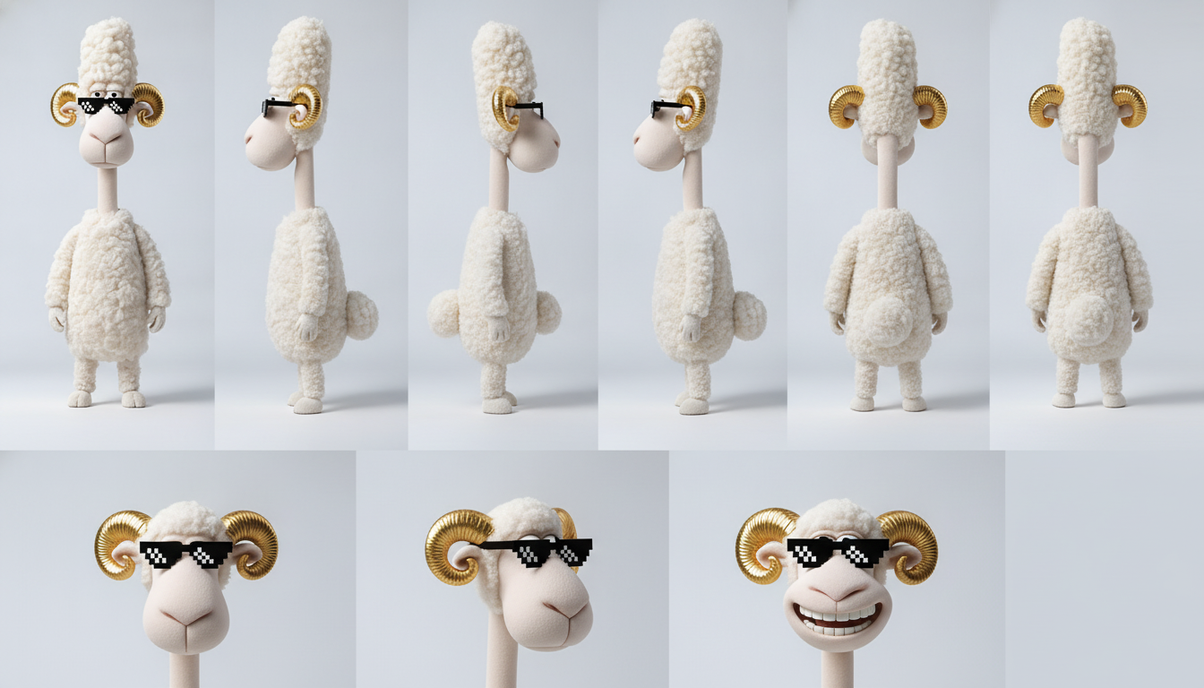 MEGA Sheep · meme shades · 8-view classic · Nano Banana