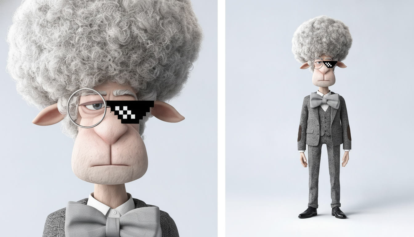 Professor Fluffington · Face + Body sheet · Nano Banana