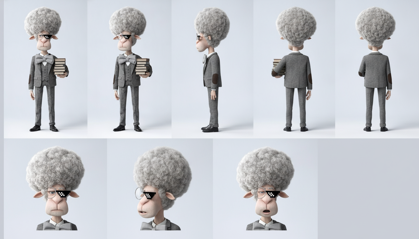 Professor Fluffington · 8-view classic · Nano Banana
